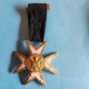 VINTAGE Masonic Eagle Enamel Medal Pin Antique Pluribus Unum USA Badge Ribbon Vi
